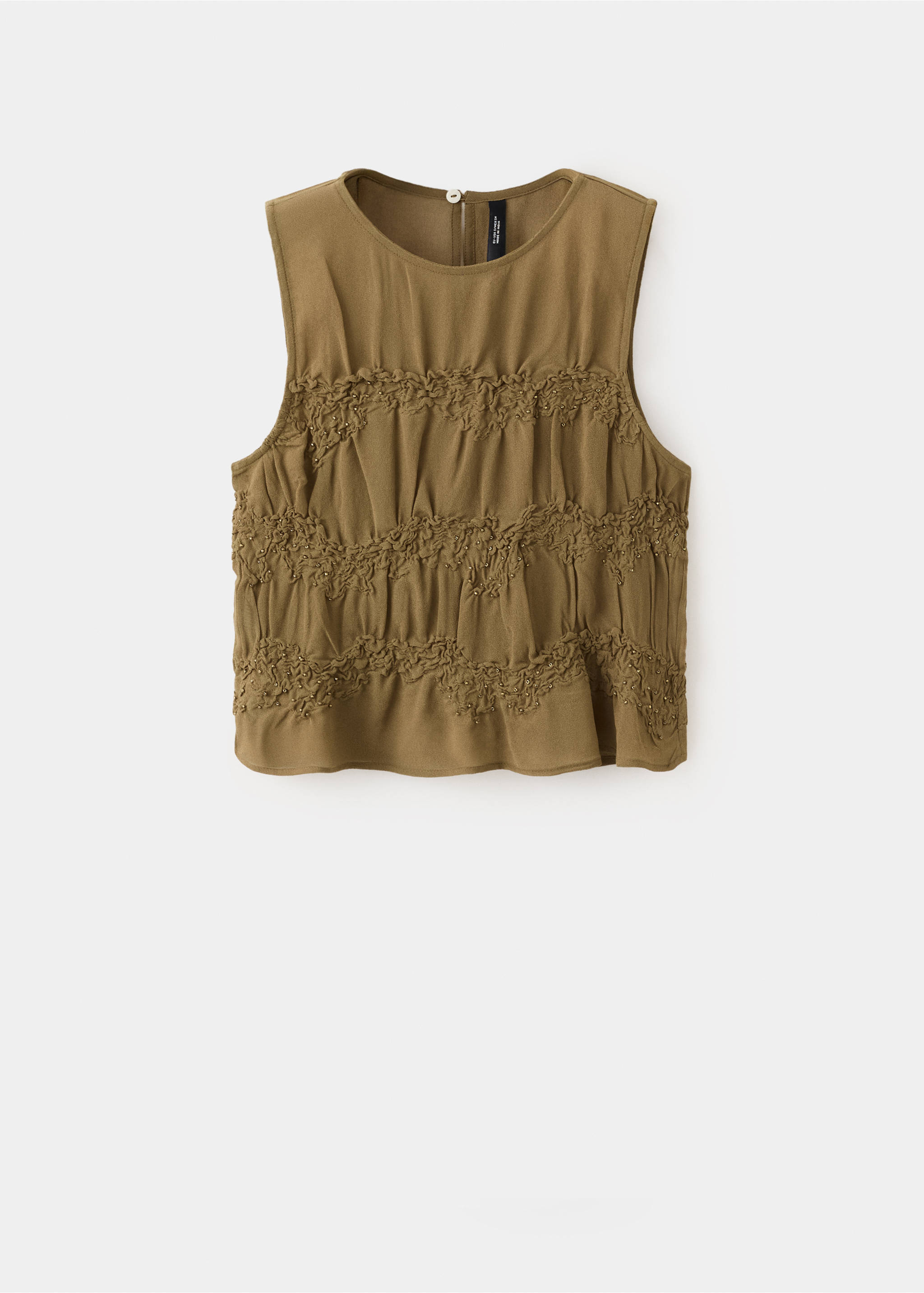 Draped crop top - Article without model, Brown. Ref: 27039071-00.