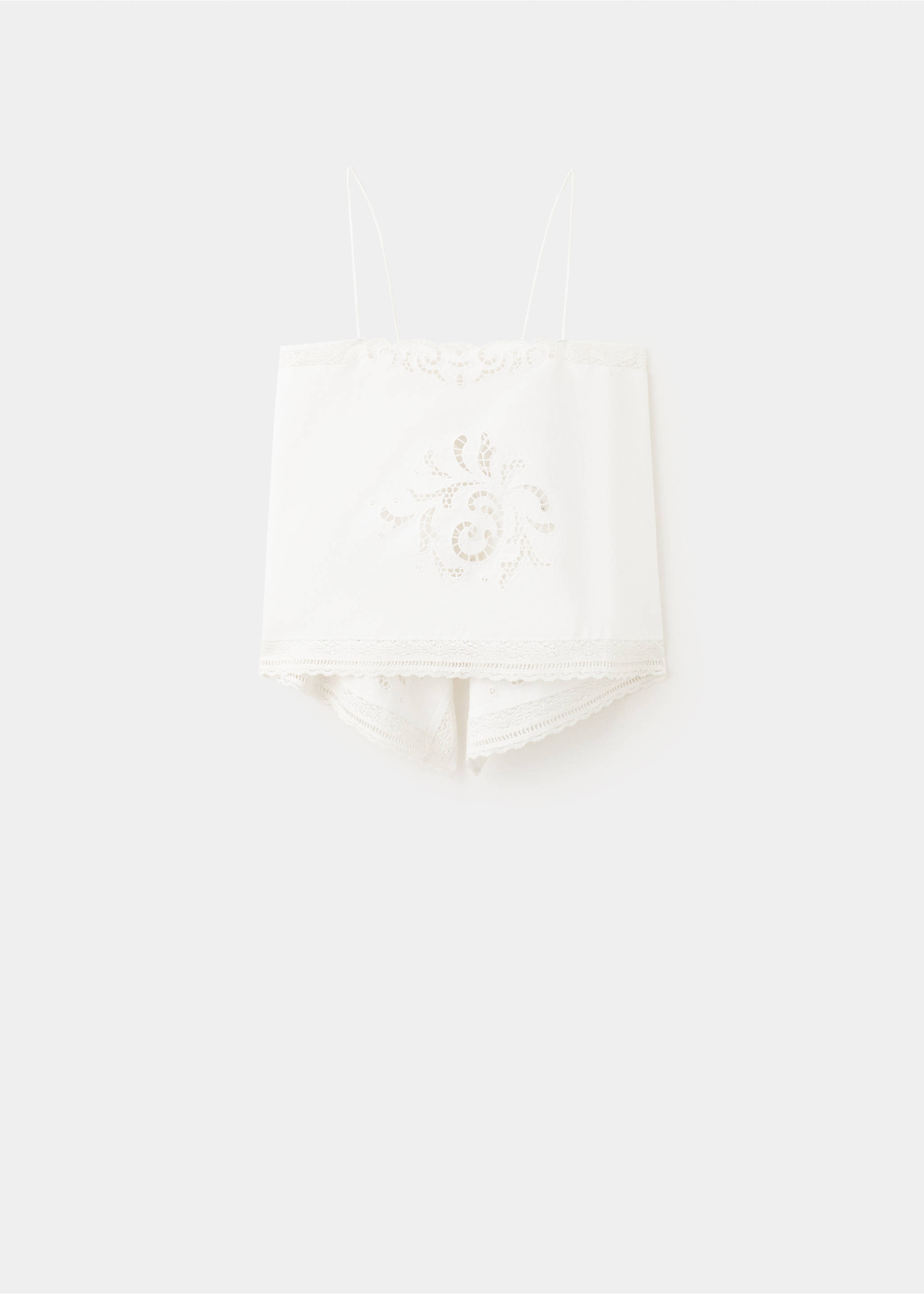Embroidered top with openwork details - Article without model, Off White. Ref: 27039074-00.