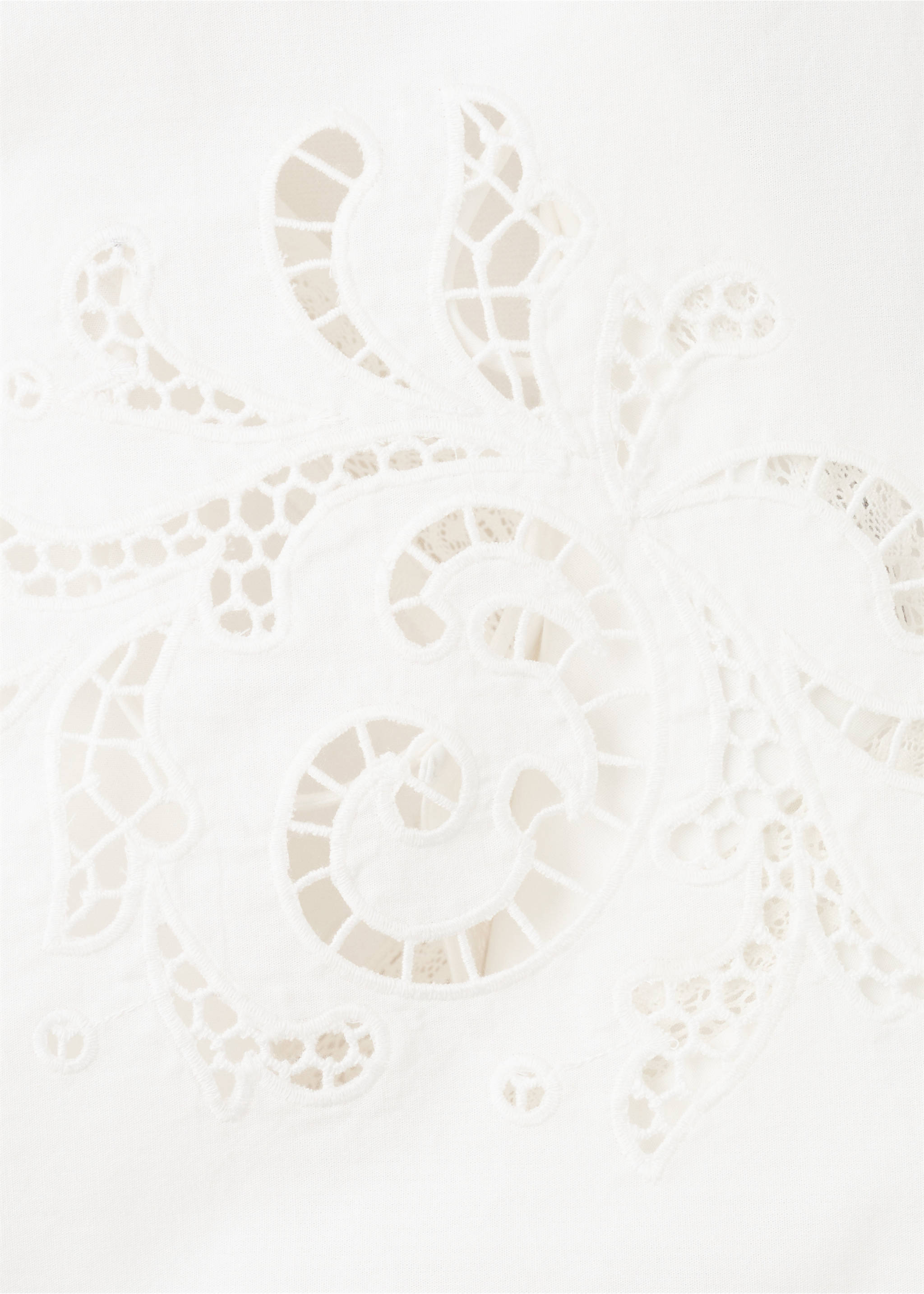 Embroidered top with openwork details - Details of the article 0, Off White. Ref: 27039074-00.