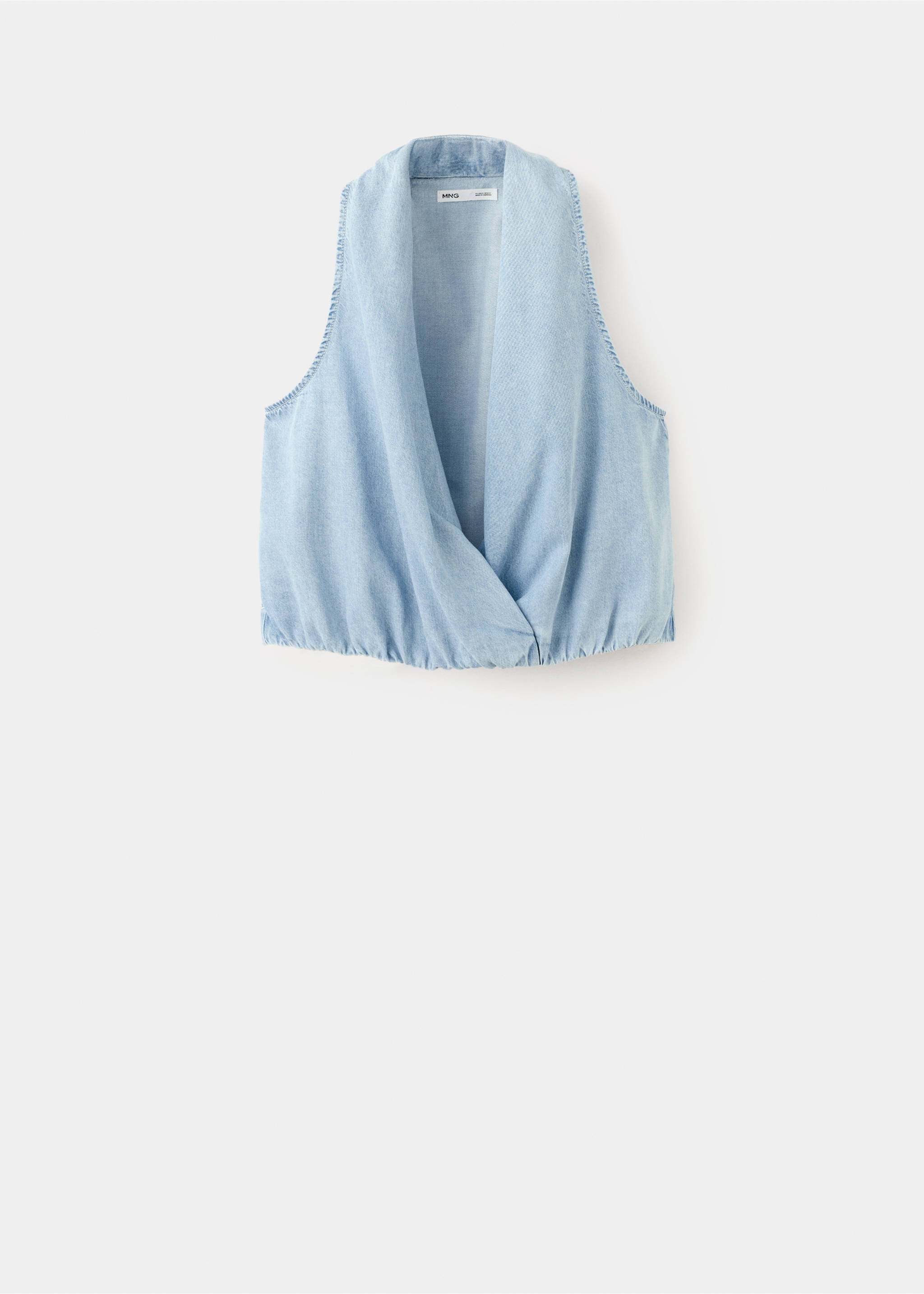 Lyocell top with draped neck - Article without model, Light Blue. Ref: 27039075-00.