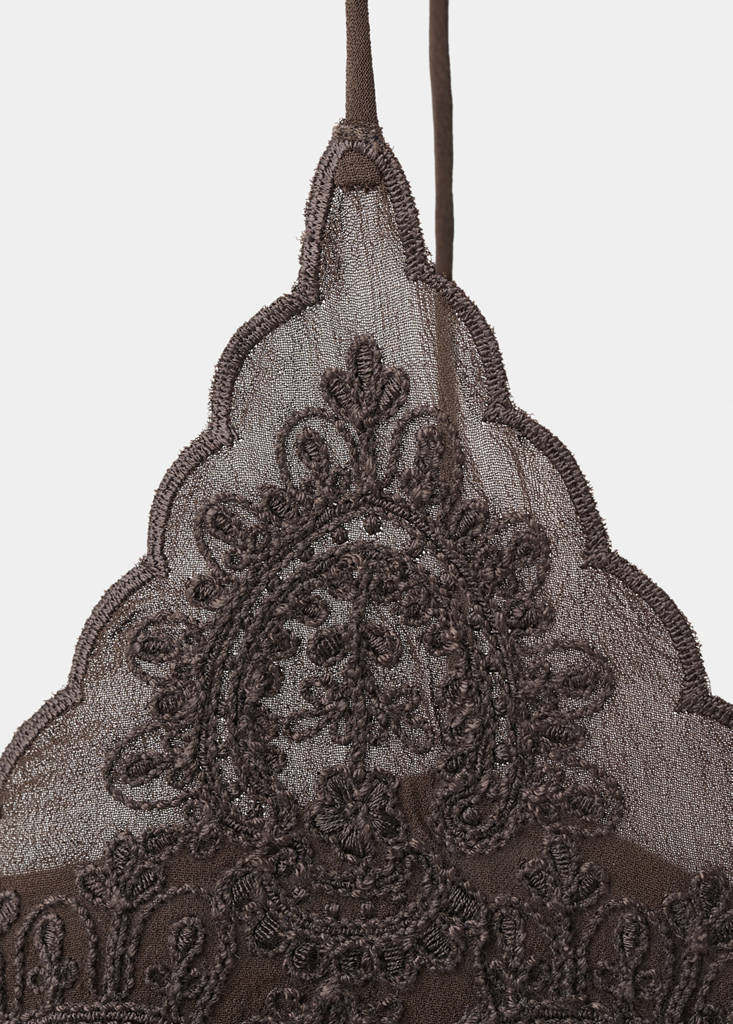 Lace suspenders top — Brown
