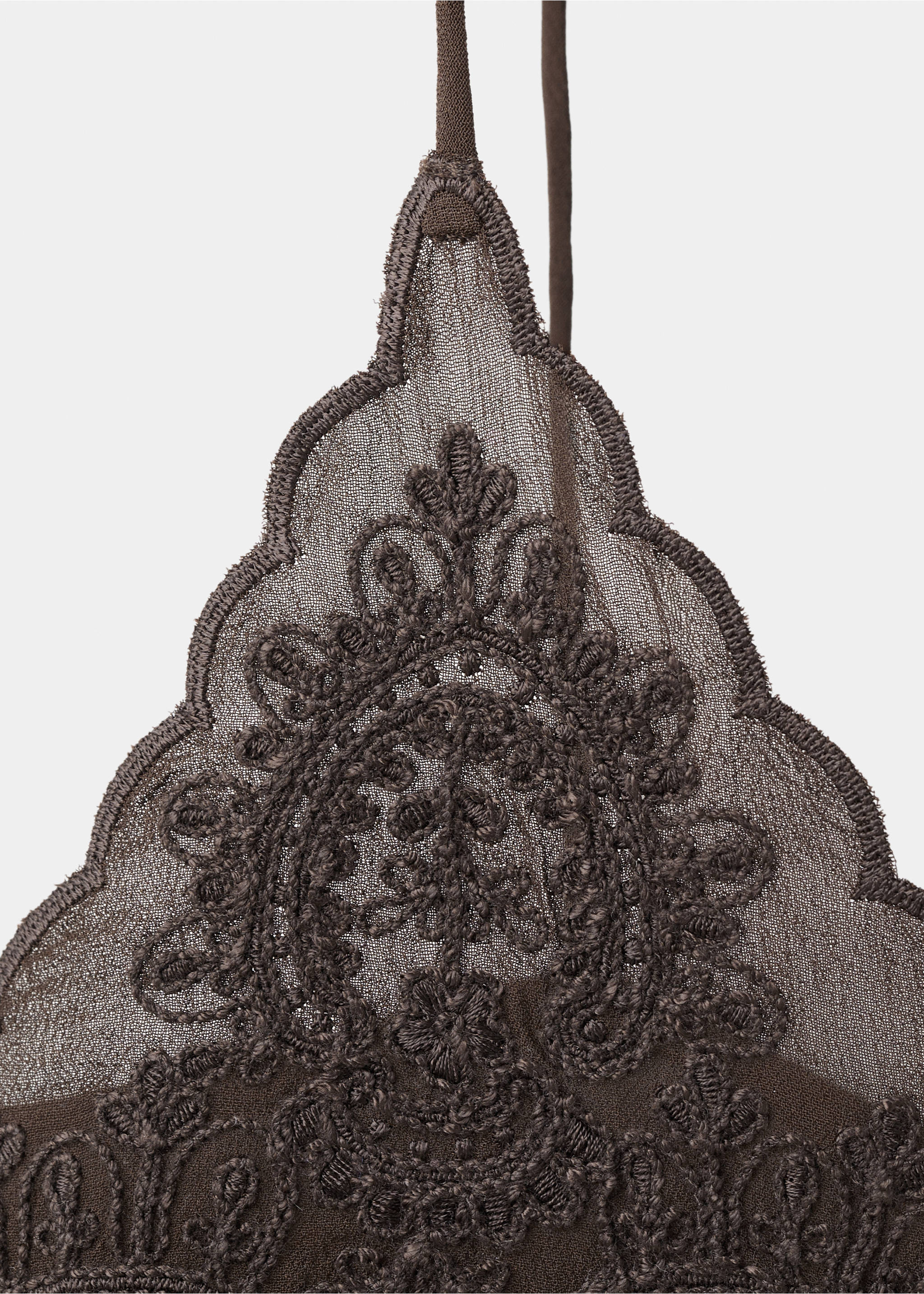 Lace suspenders top - Details of the article 8, Brown. Ref: 27039076-00.