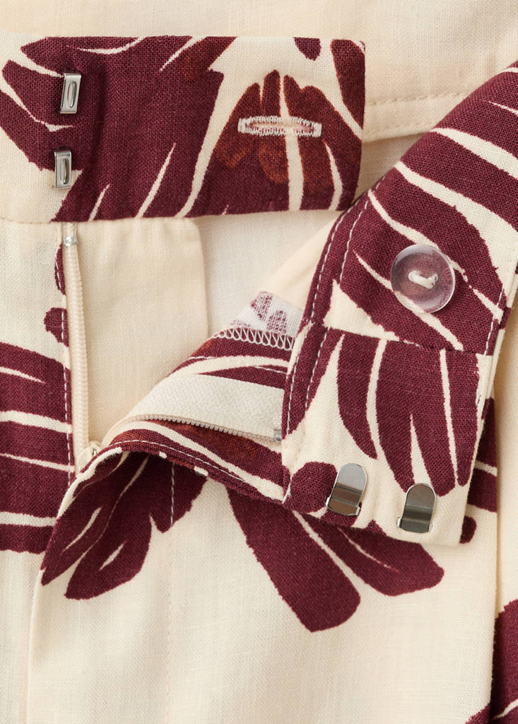 Printed pleated trousers — Ecru