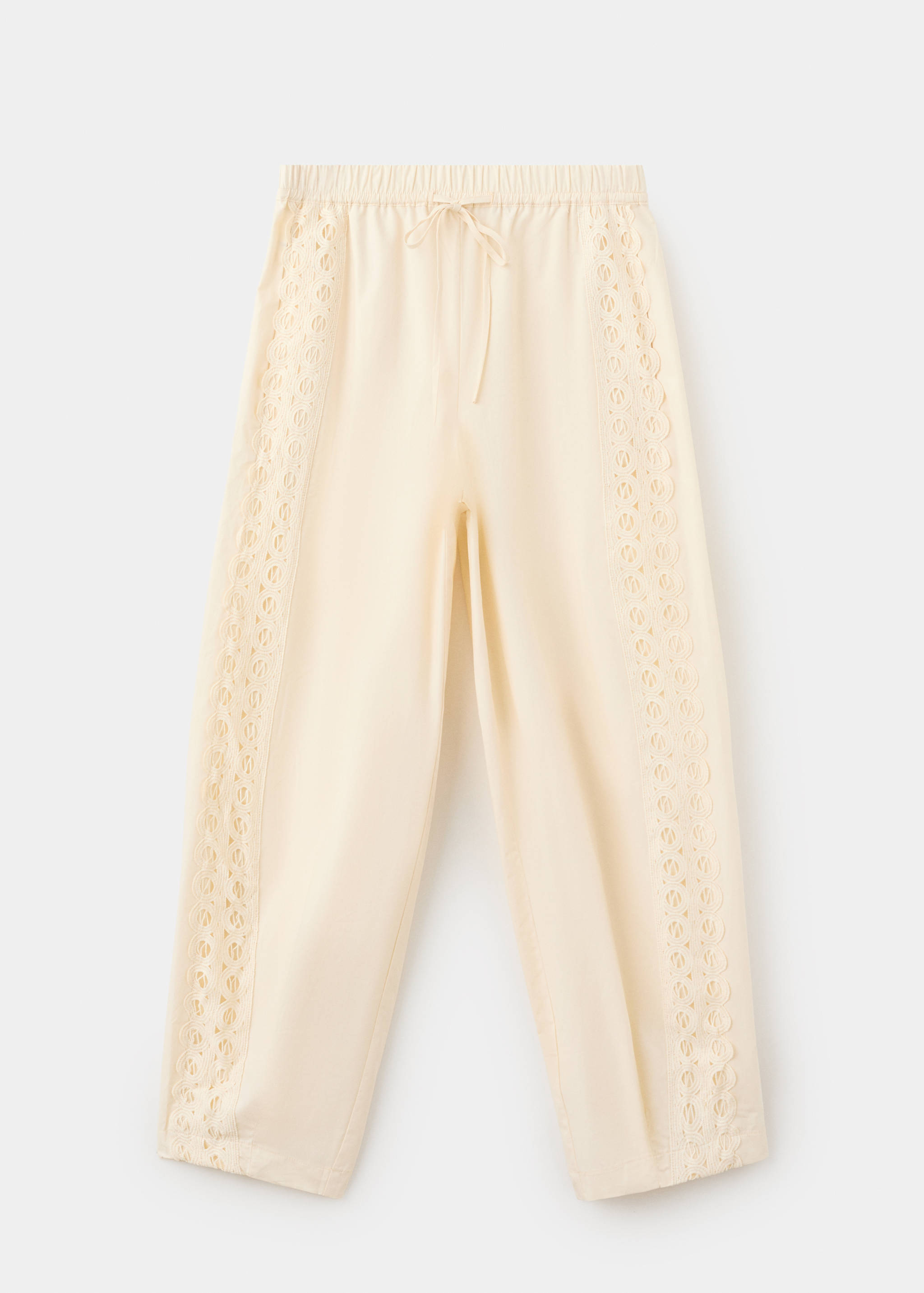 100% cotton trousers with embroidered stripe - Article without model