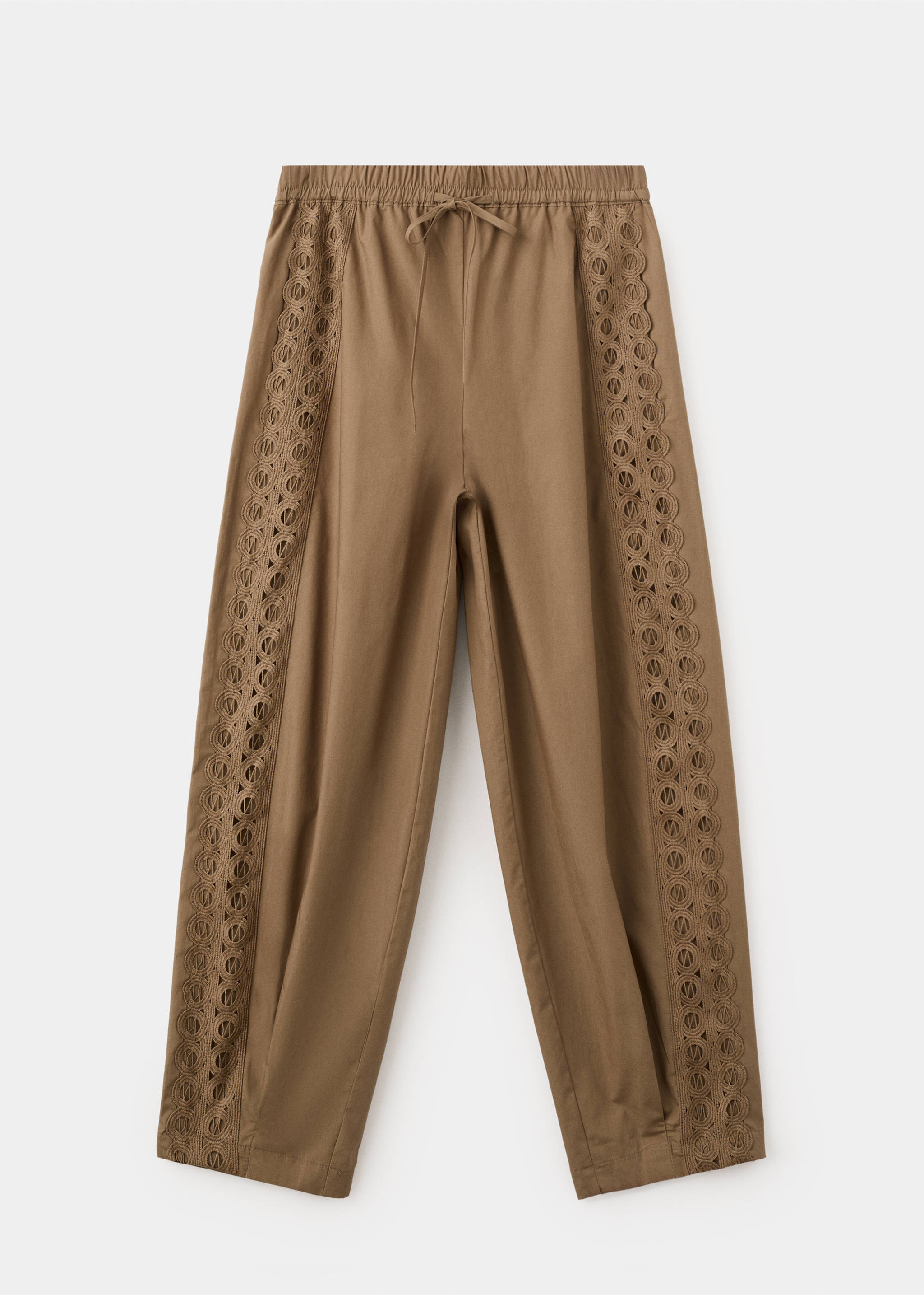 100% cotton trousers with embroidered stripe - Article without model, Khaki. Ref: 27039078-00.