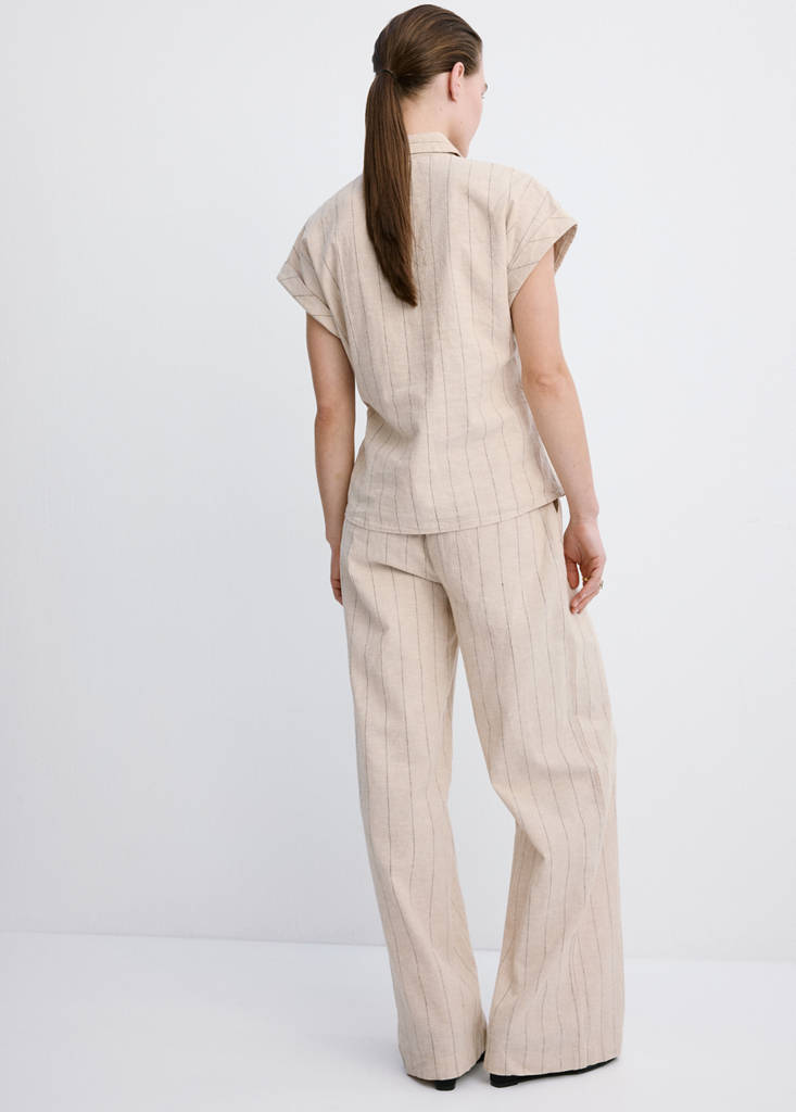 Pinstripe linen trousers — Brown