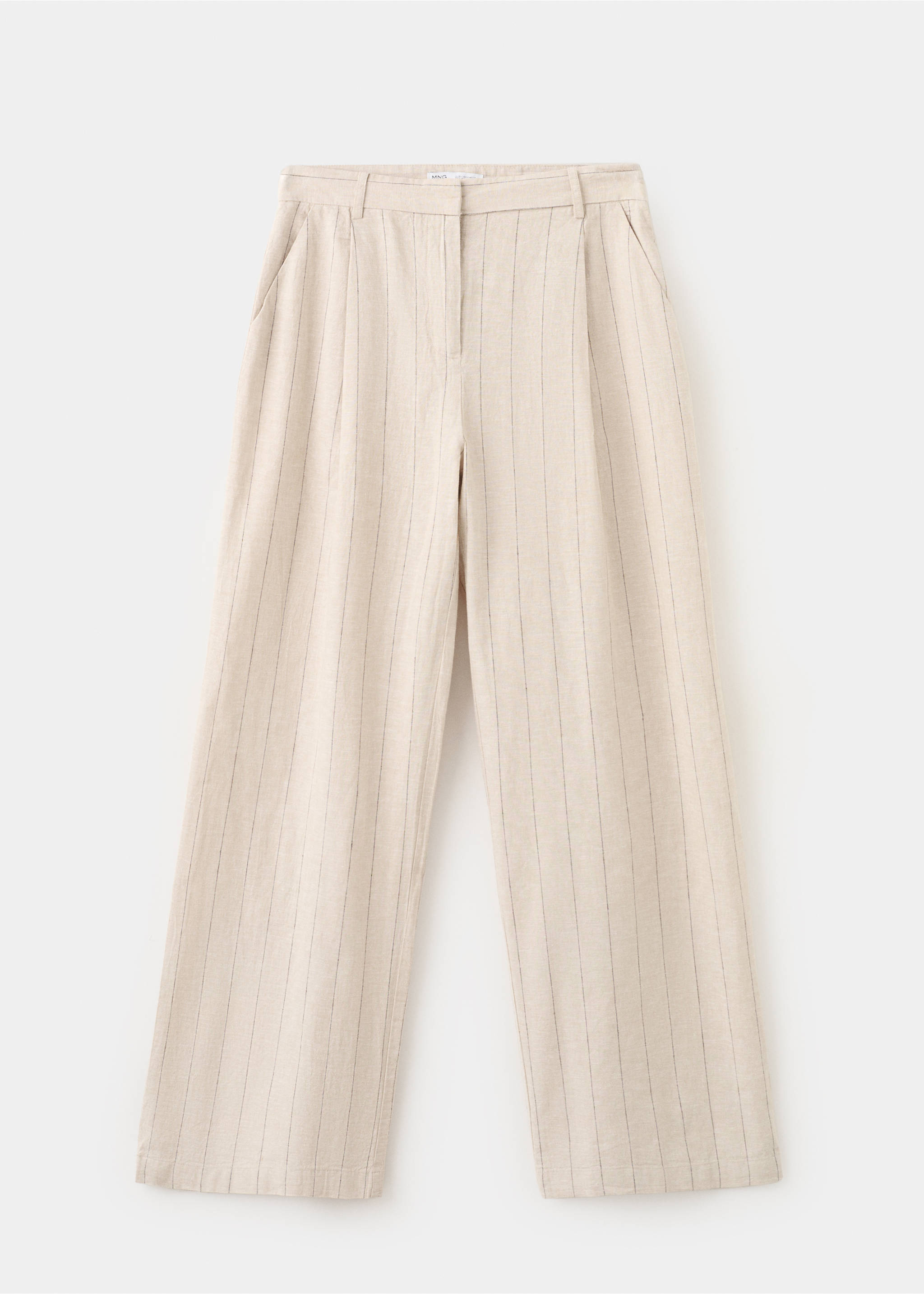 Pinstripe linen trousers - Article without model, Brown. Ref: 27039079-00.