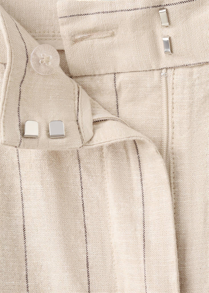 Pinstripe linen trousers — Brown