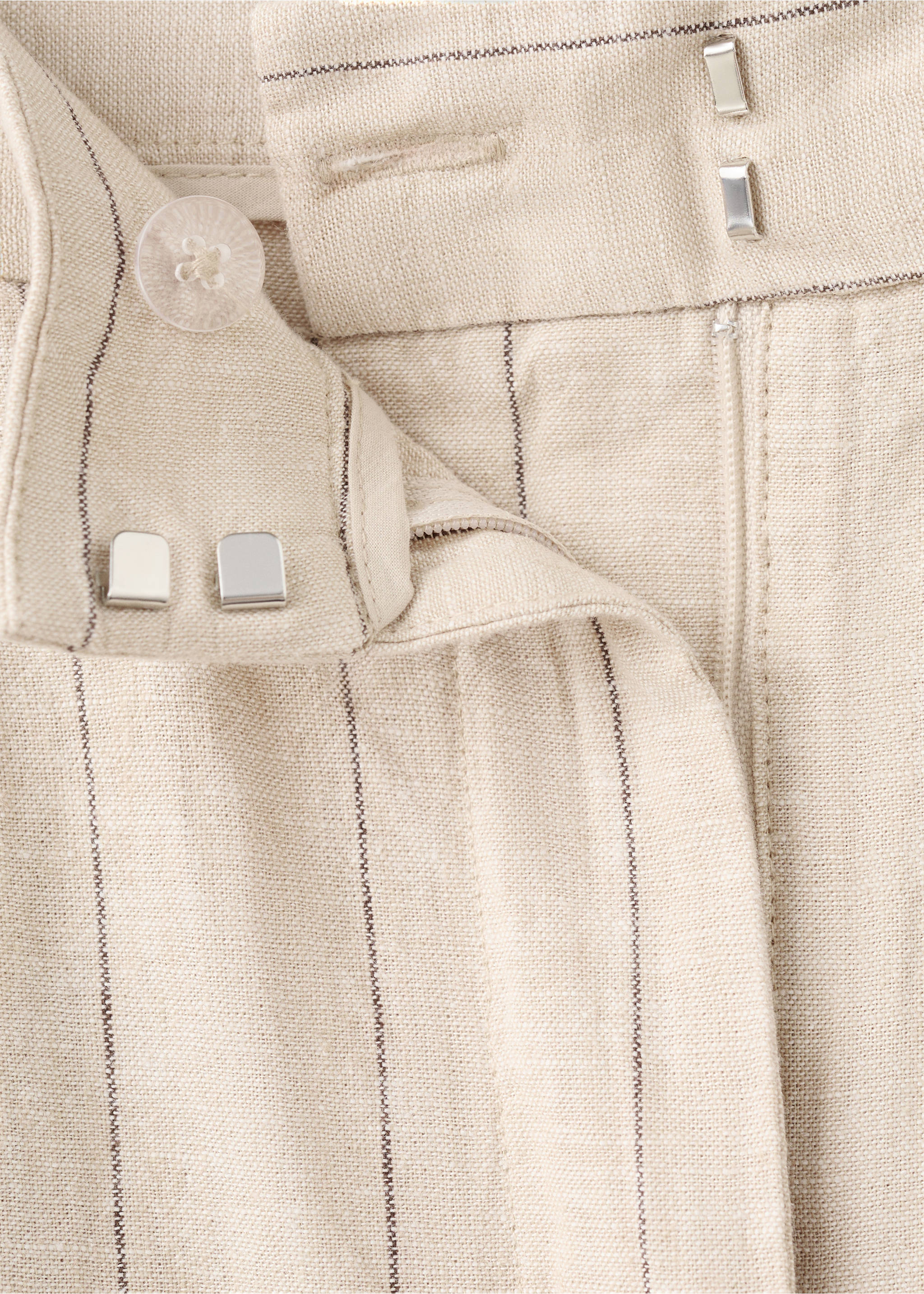 Pinstripe linen trousers - Details of the article 8, Brown. Ref: 27039079-00.