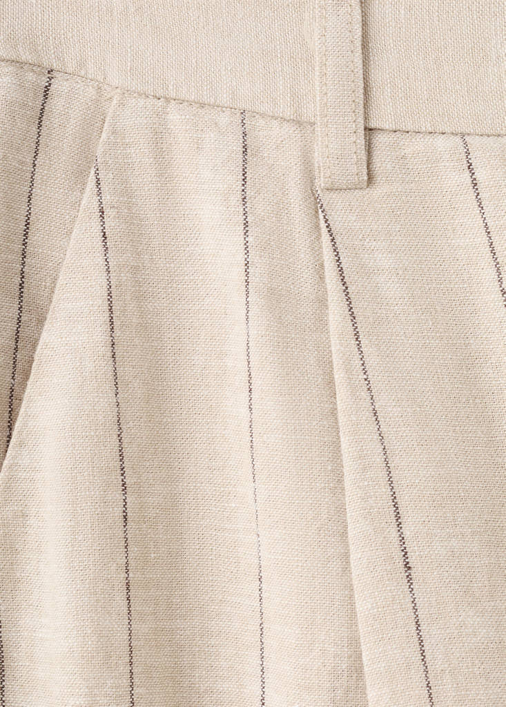 Pinstripe linen trousers — Brown