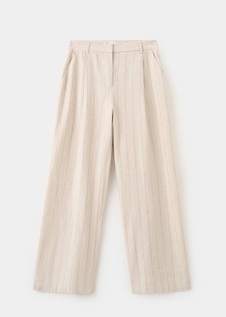 Pinstripe linen trousers — Brown