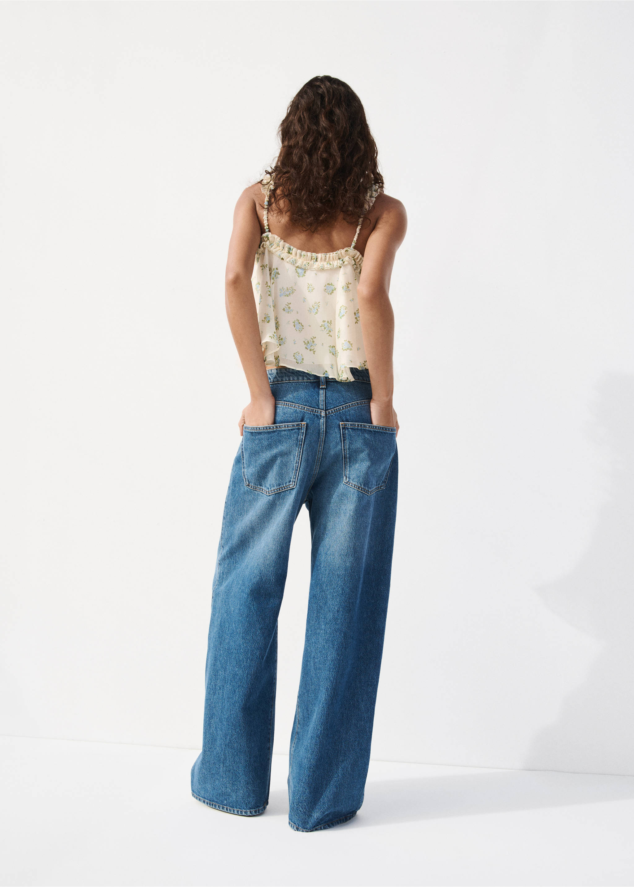 Flower-print top with bow details - Reverse of the article, Off White. Ref: 27039080-00.