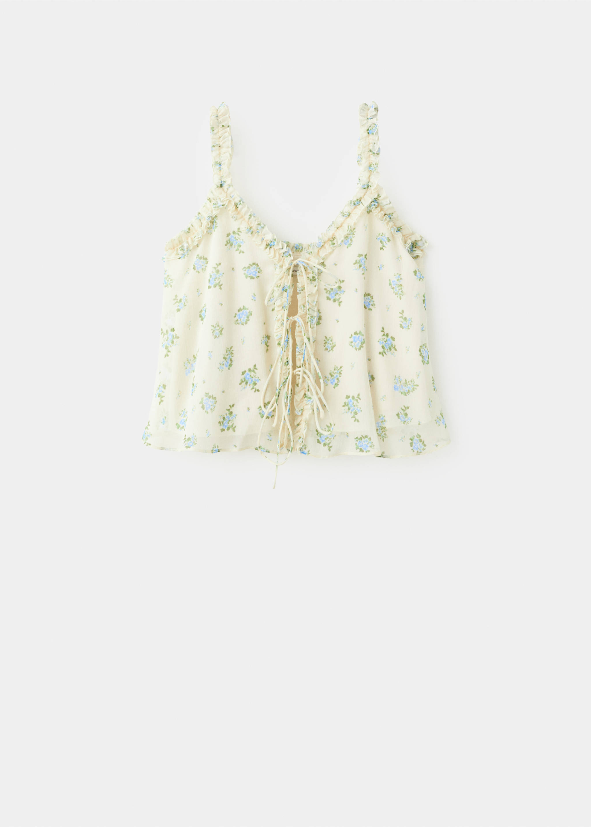 Flower-print top with bow details - Article without model, Off White. Ref: 27039080-00.