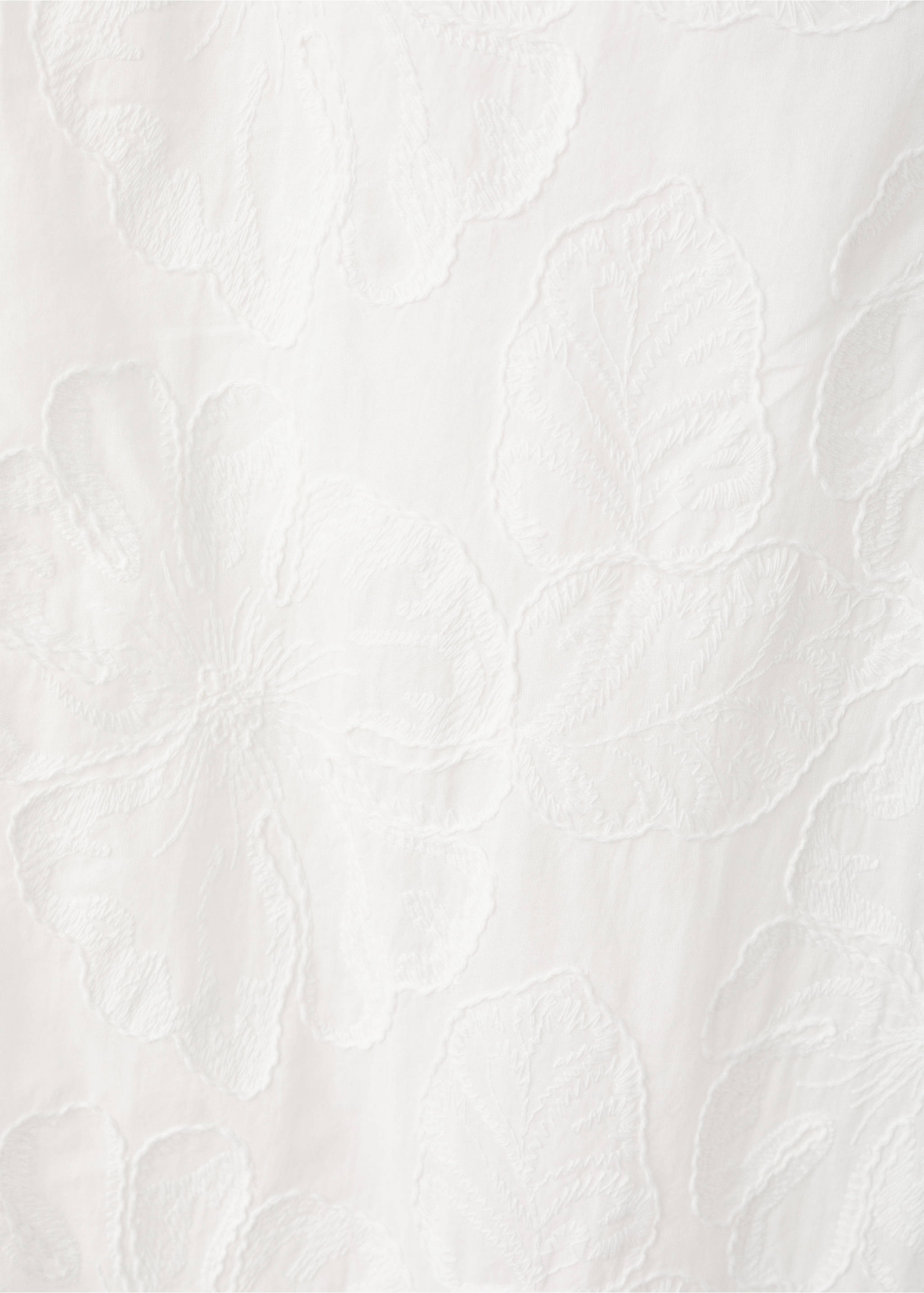 Embroidered floral cotton trousers - Details of the article 0, White. Ref: 27039081-00.