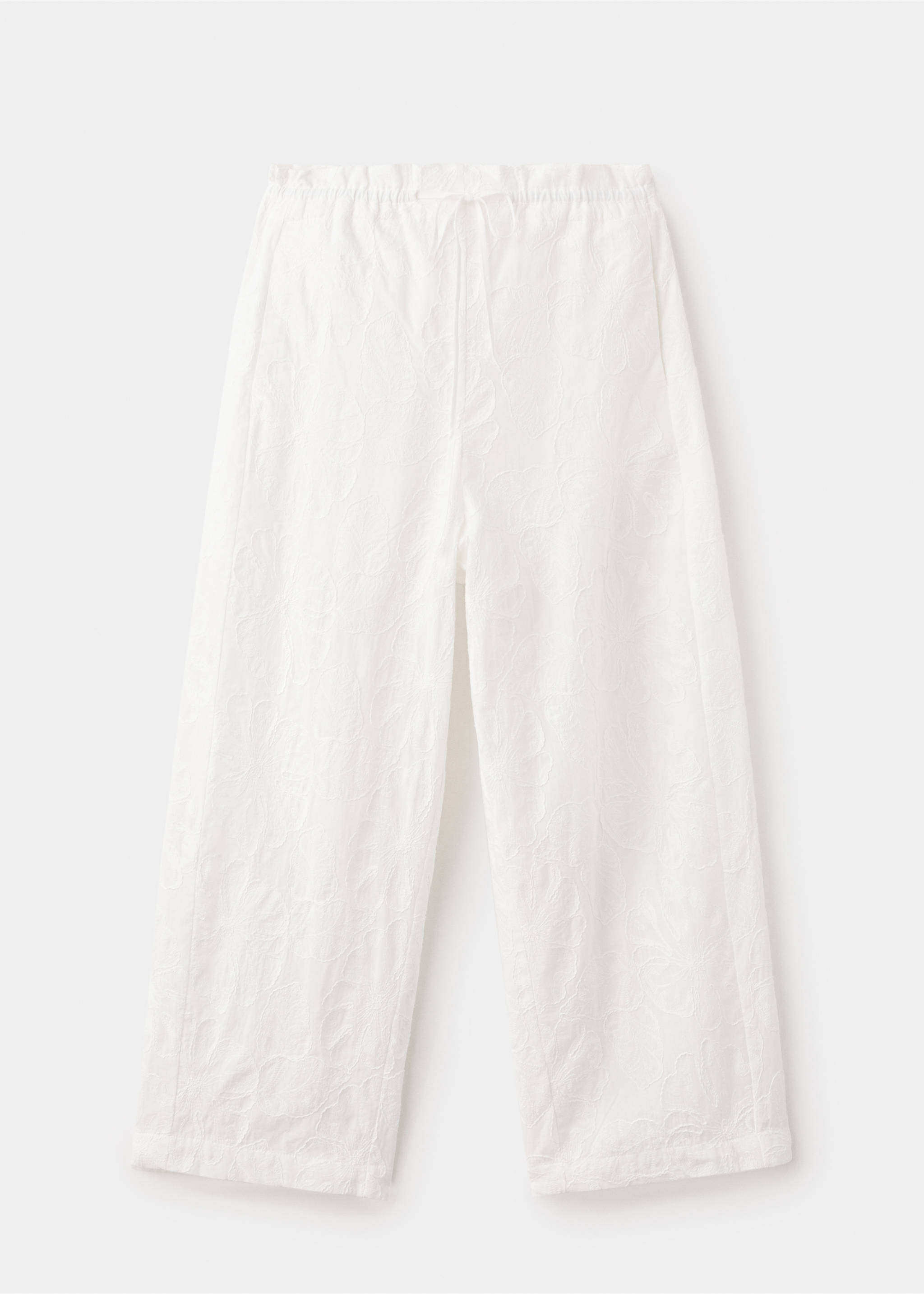 Embroidered floral cotton trousers - Article without model, White. Ref: 27039081-00.