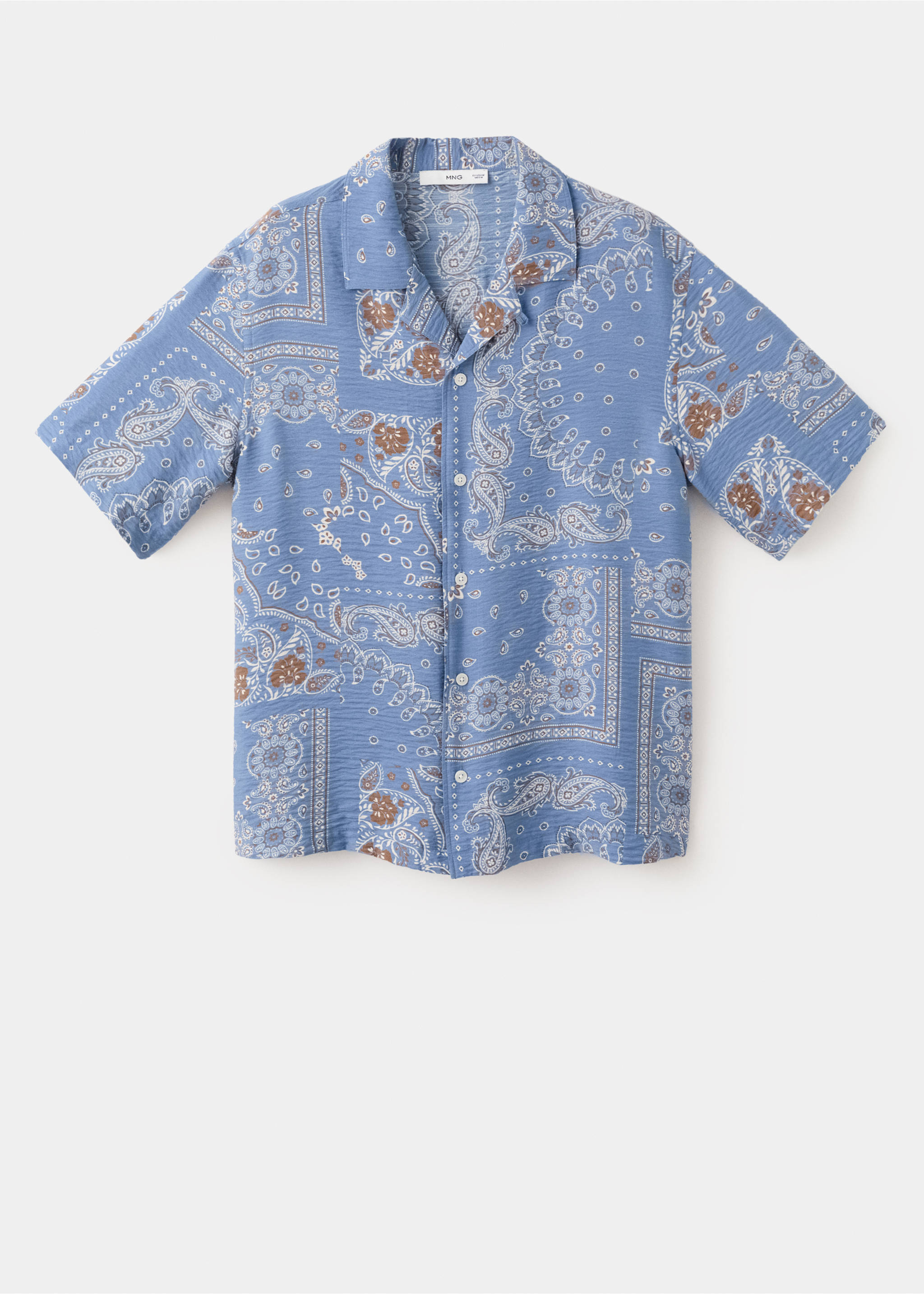 Chemise imprimée manches courtes - Article sans modèle, Bleu porcelaine. Ref: 27039209-00.