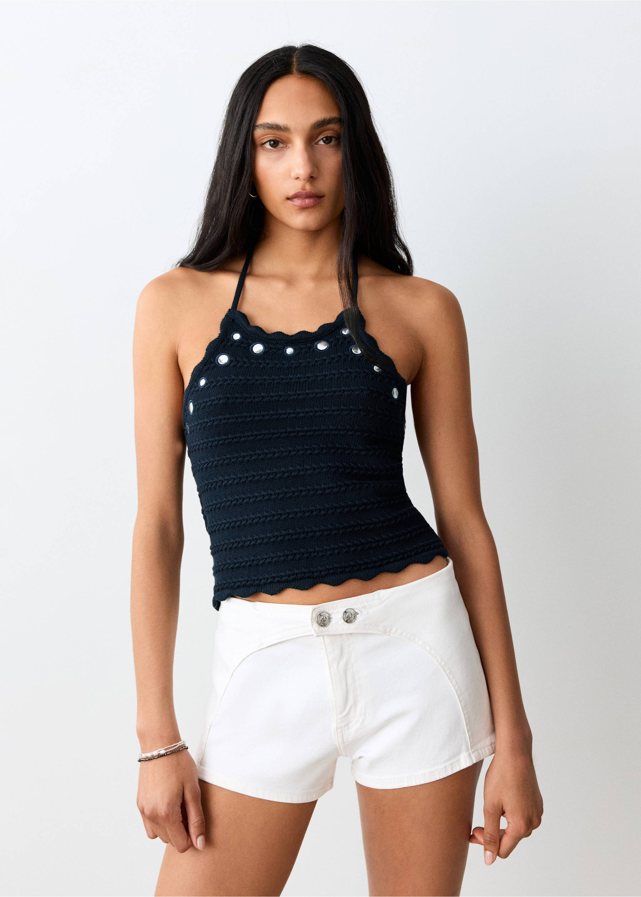 Crochet top mirrors - Medium plane, Navy. Ref: 27039210-00.