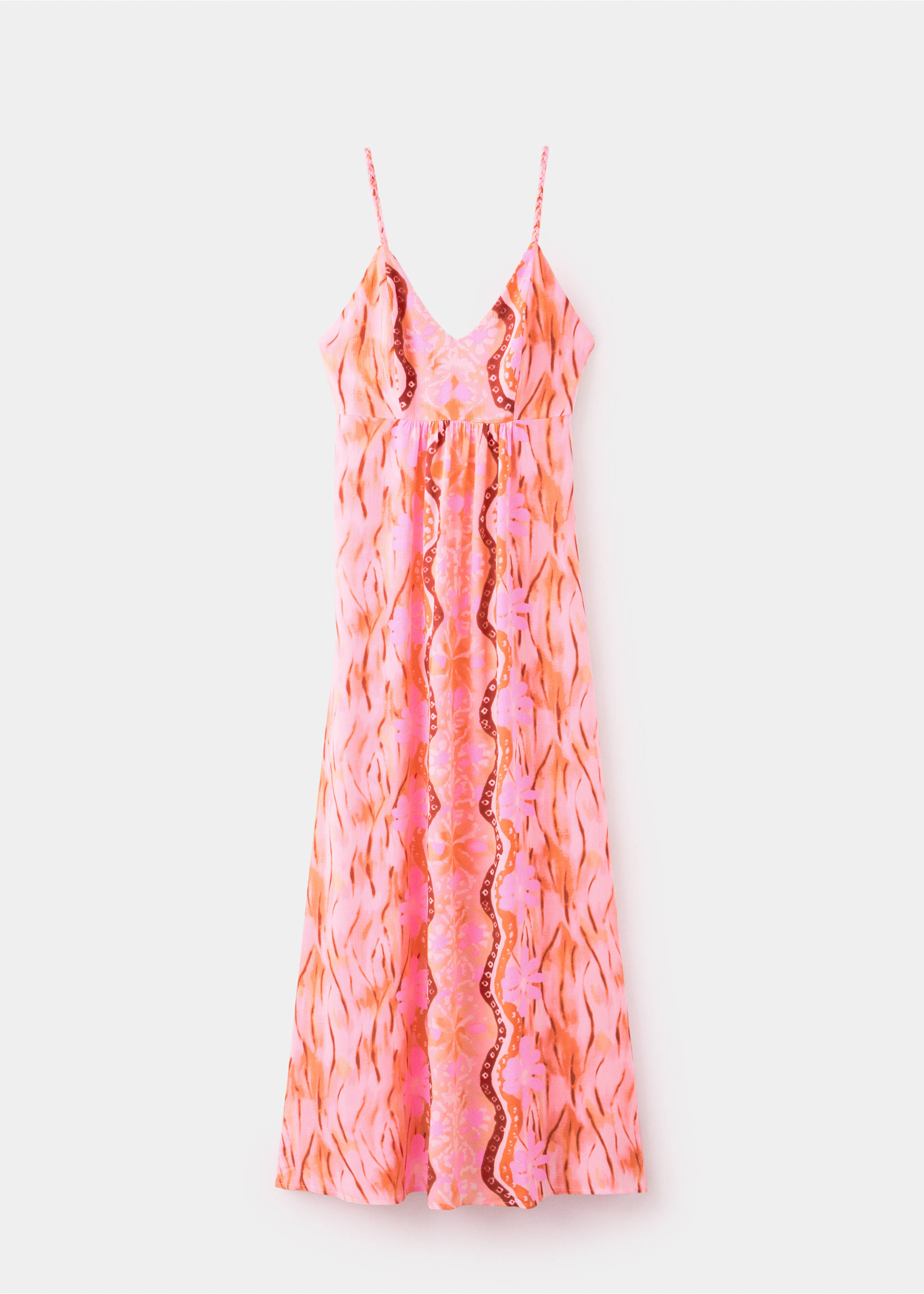 Vestido estampado com costas abertas - Artigo sem modelo, Pêssego. Ref: 27039213-00.