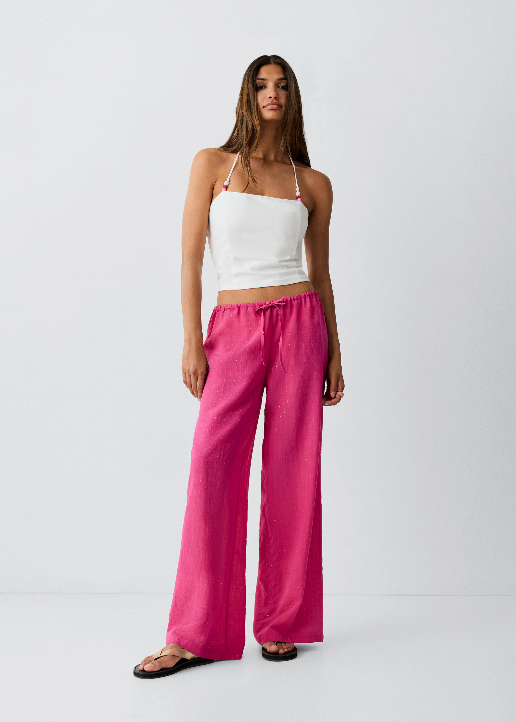 Straight-leg trousers with rhinestones - General plane