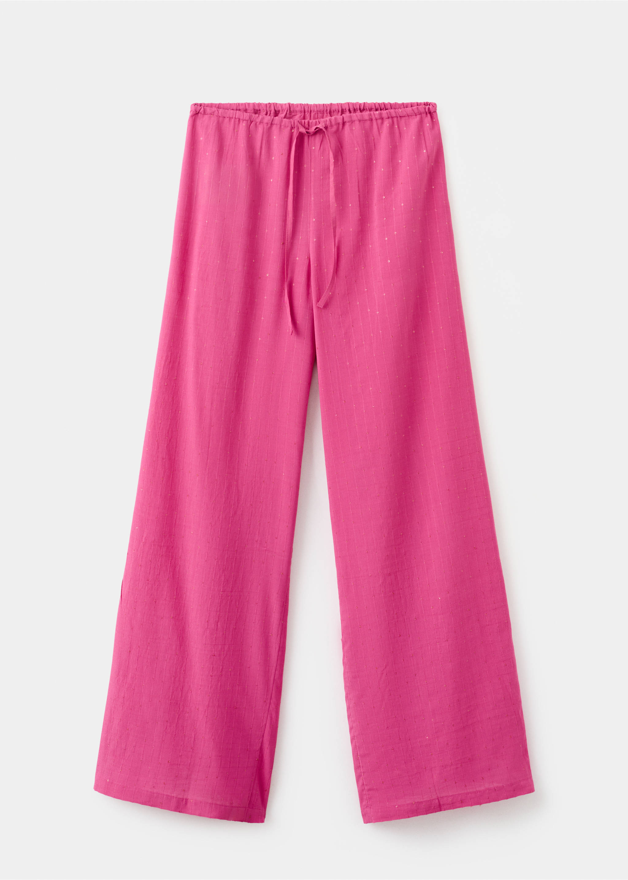 Straight-leg trousers with rhinestones - Article without model, Fuchsia. Ref: 27039214-00.