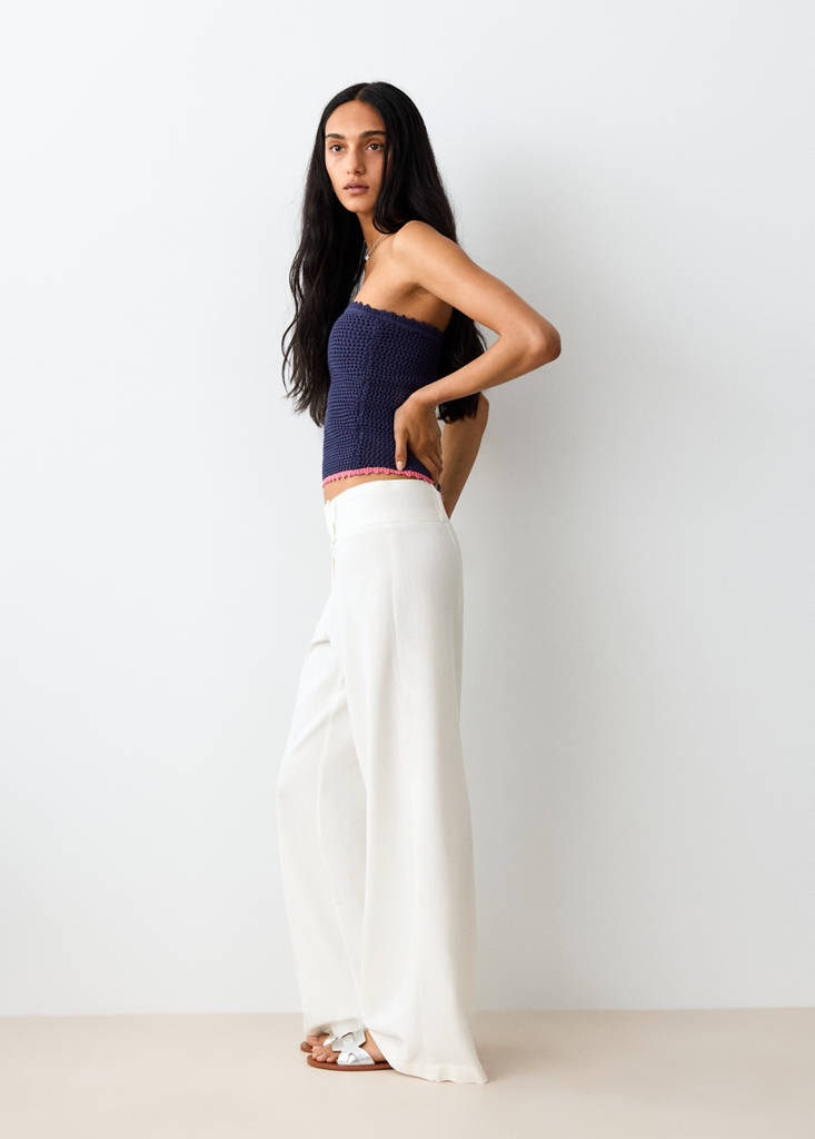 Pantalón algodón lino recto