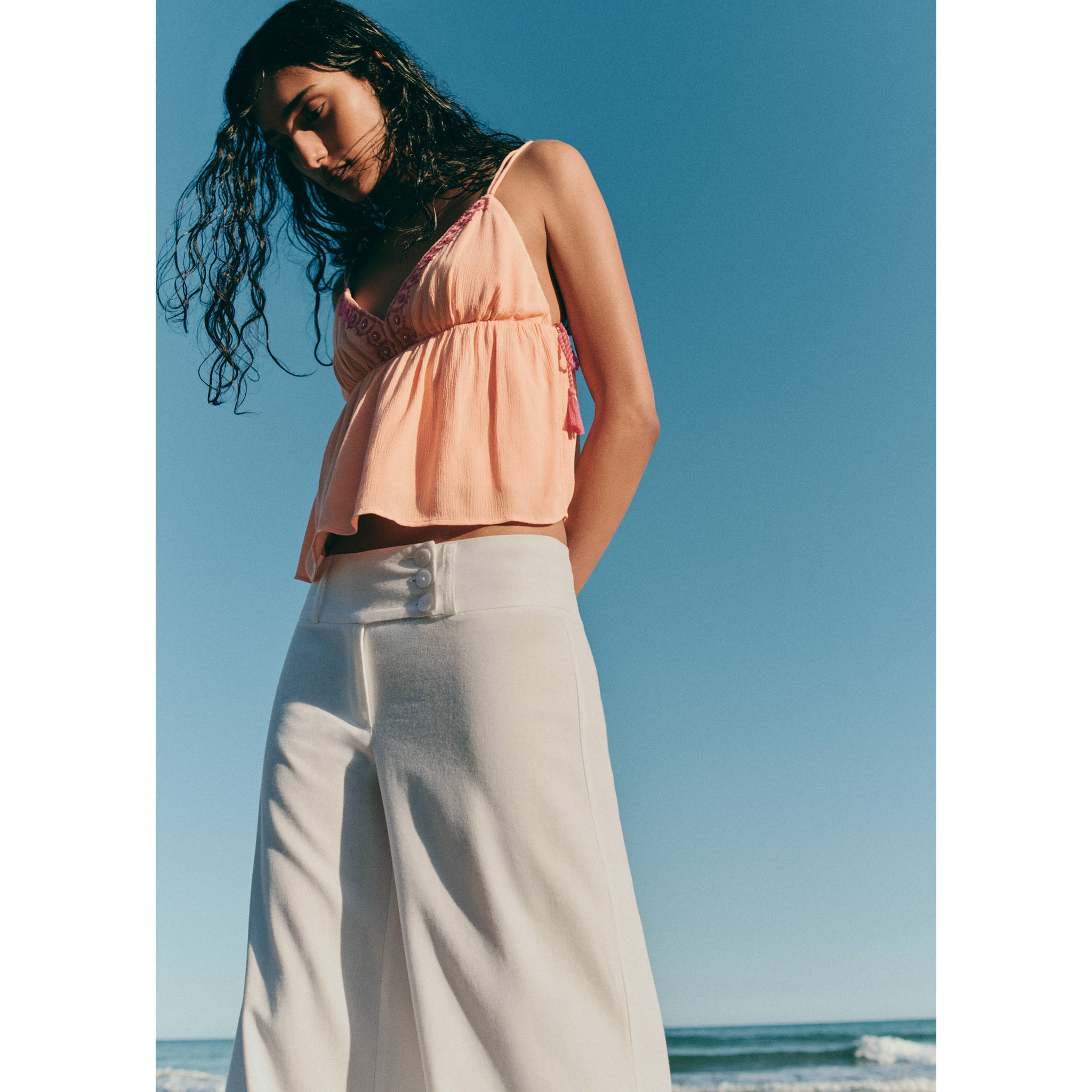 بنطلون قطن ولينين بقصة مستقيمة - تفاصيل المنتج 5