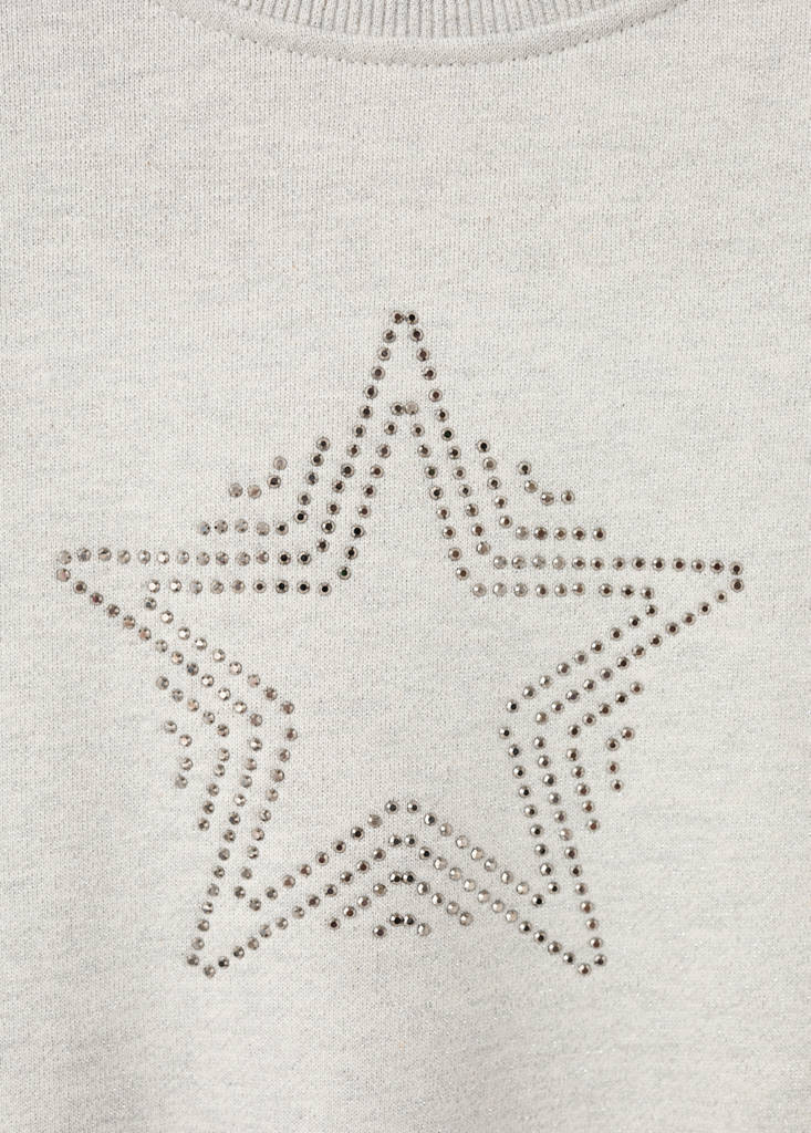 Sweatshirt with rhinestone star embellishments and lurex details — Charcoal
