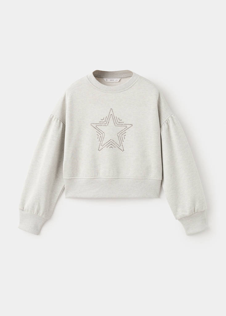 Sweatshirt with rhinestone star embellishments and lurex details — Charcoal