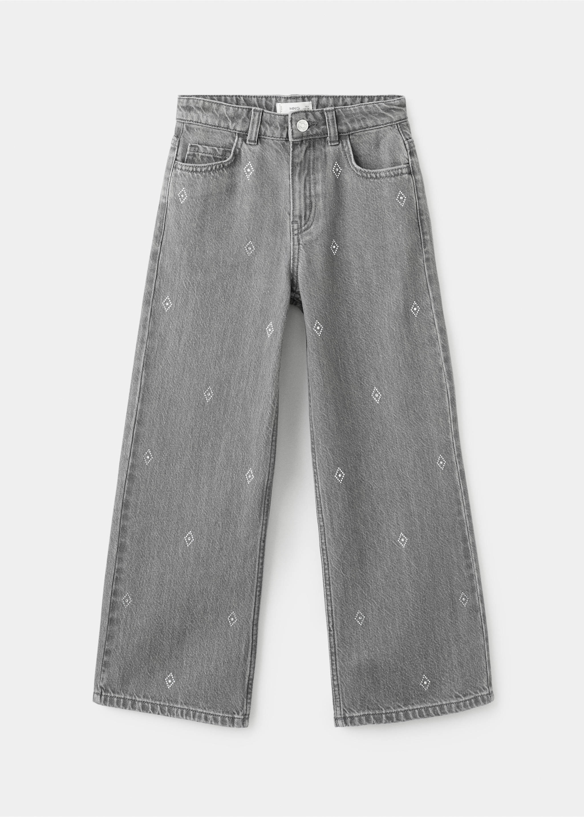 Wide leg jeans with rhinestones - Article without model, Denim Grey. Ref: 27041171-00.