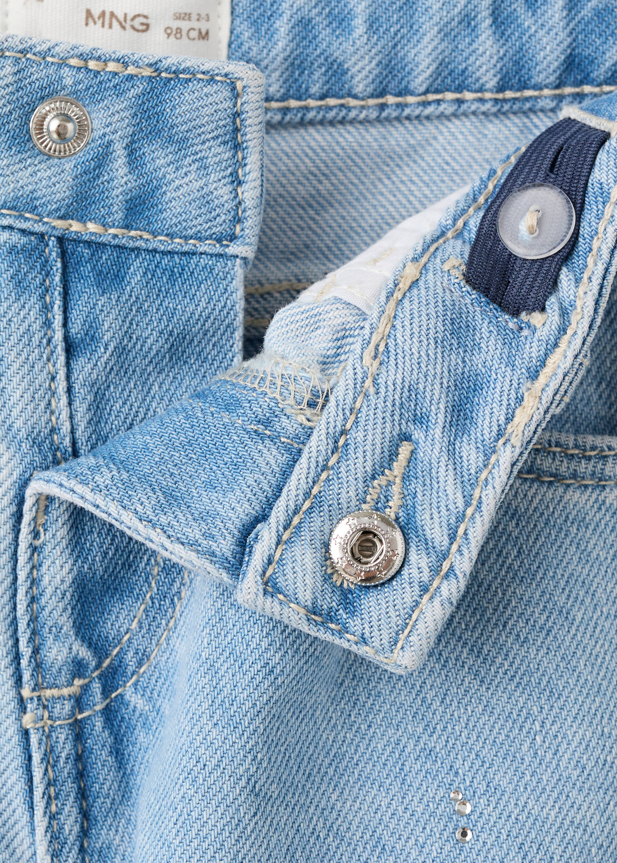 Wide leg jeans with rhinestones - Details of the article 0