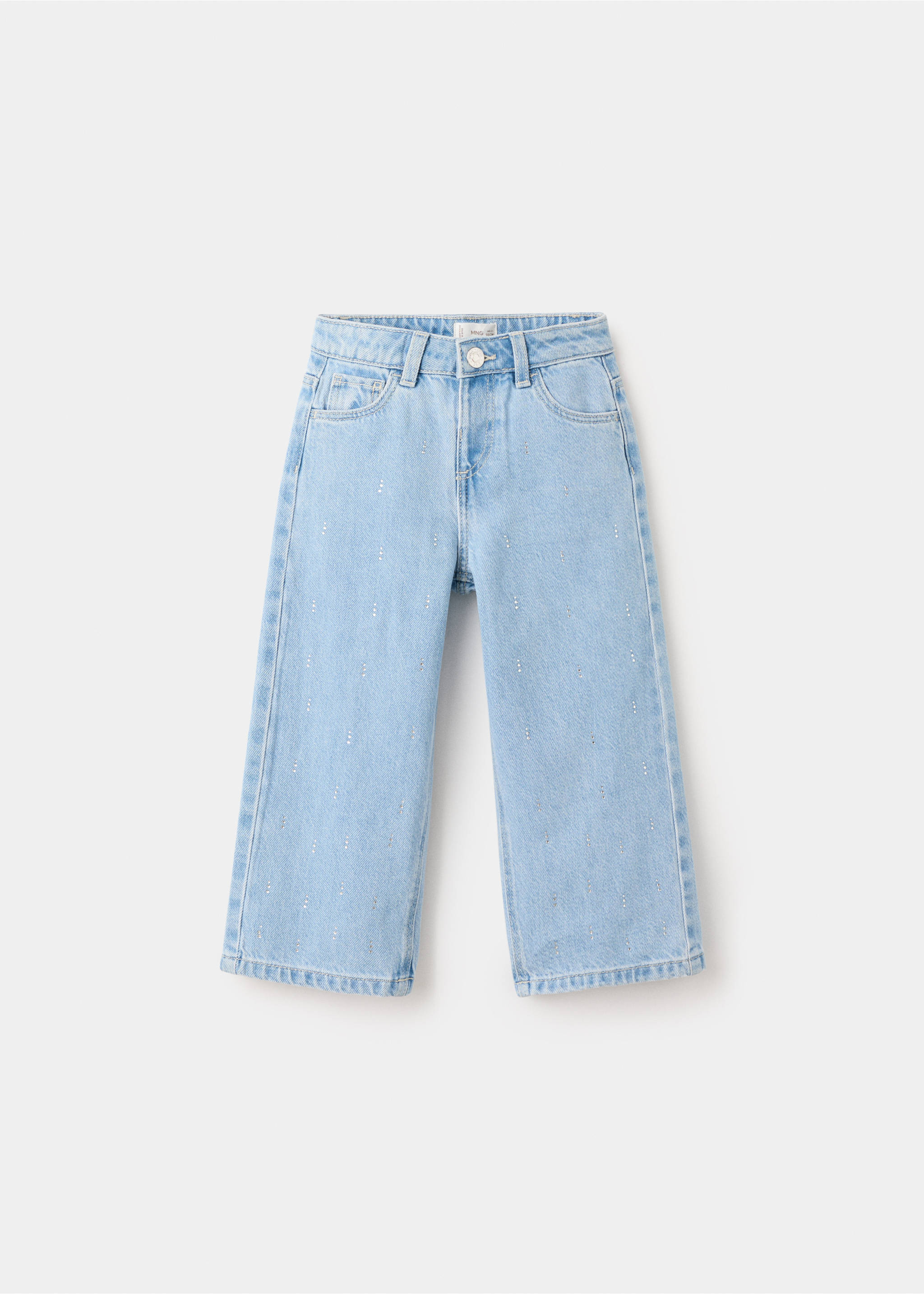 Wide leg jeans with rhinestones - Article without model, Medium Blue. Ref: 27041173-00.