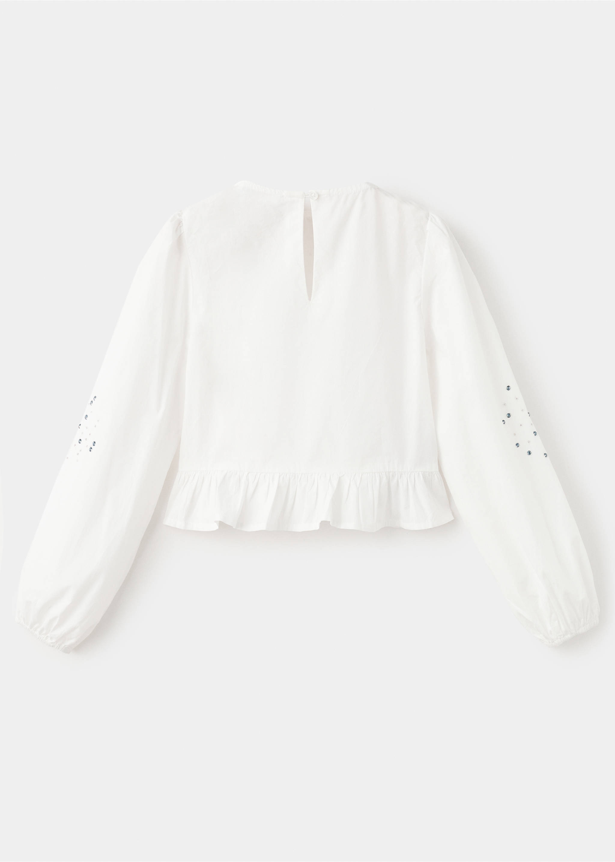 Блузка с бисерной вышивкой - Обратная сторона изделия, Белый. Ref: 27041174-00.