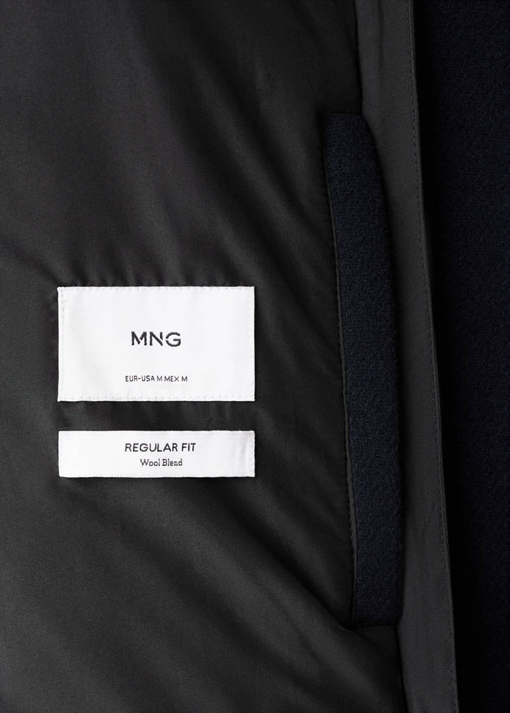 Wool coat with detachable inner collar — Navy