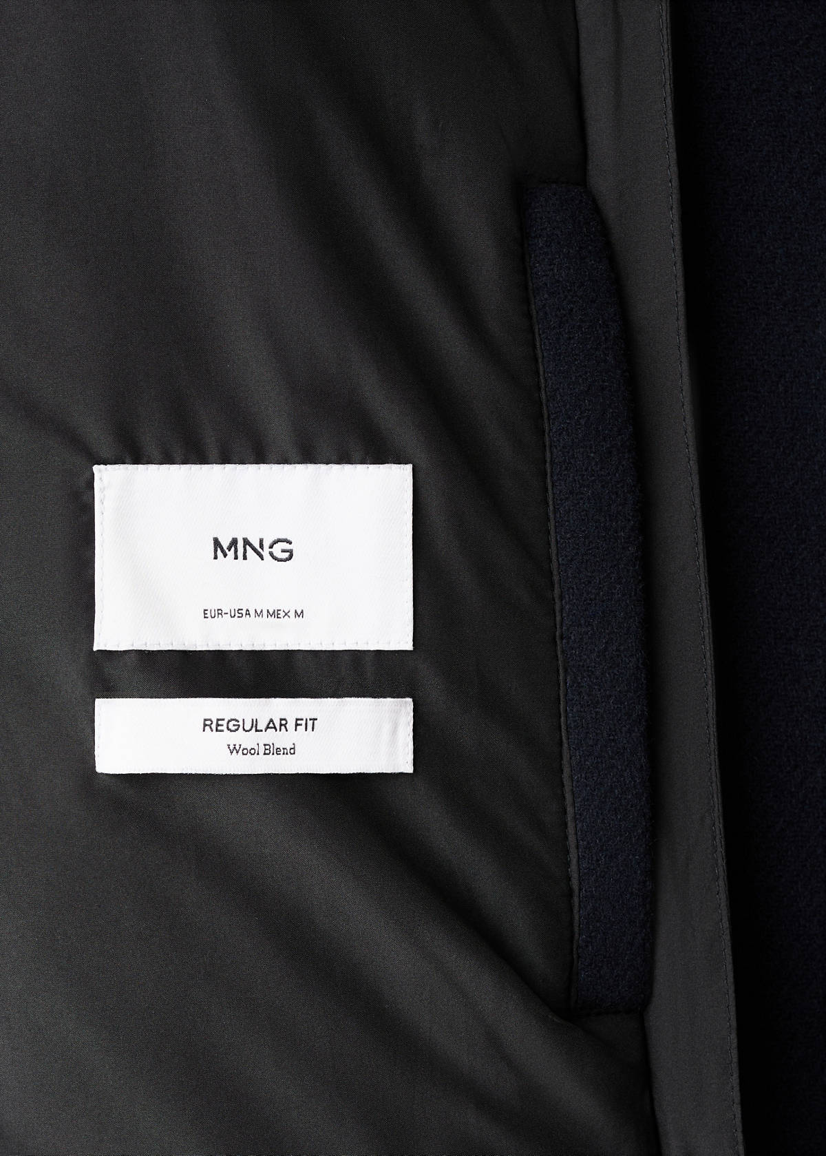Wool coat with detachable inner collar — Navy