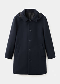 Wool coat with detachable inner collar — Navy 17