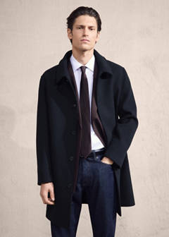 Wool coat with detachable inner collar — Navy 6