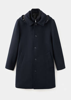 Wool coat with detachable inner collar — Navy 8