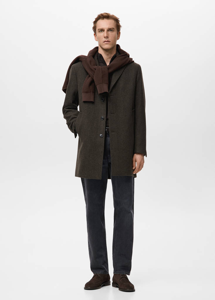 Lightweight recycled wool coat — Chocolate