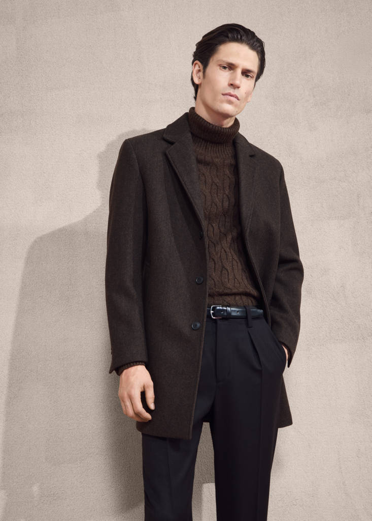 Lightweight recycled wool coat — Chocolate