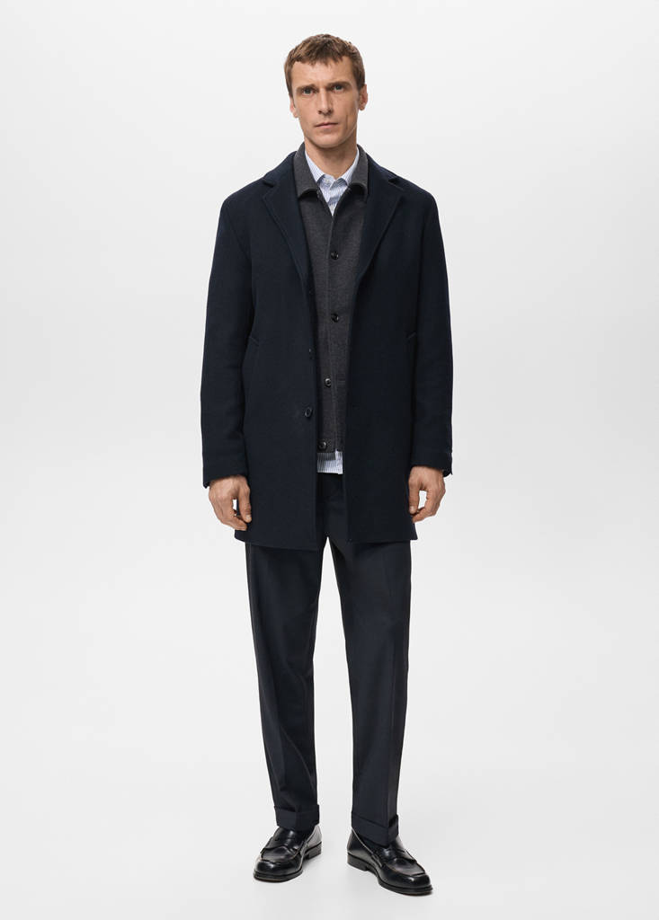 Lightweight recycled wool coat — Navy