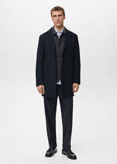 Lightweight recycled wool coat — Navy 2