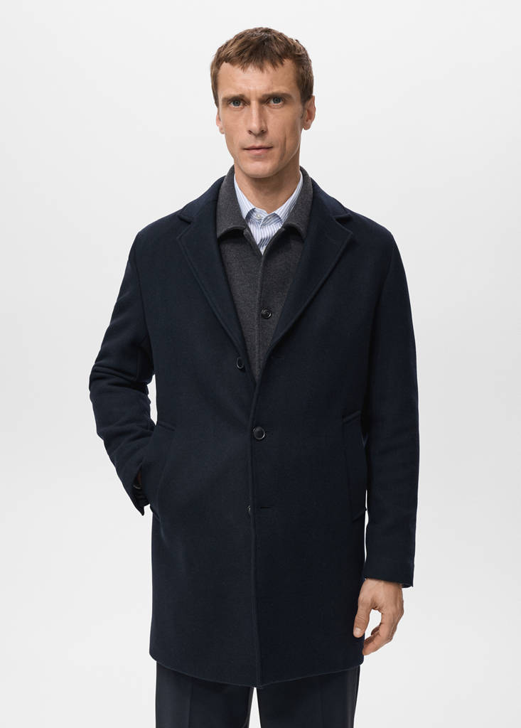 Lightweight recycled wool coat — Navy