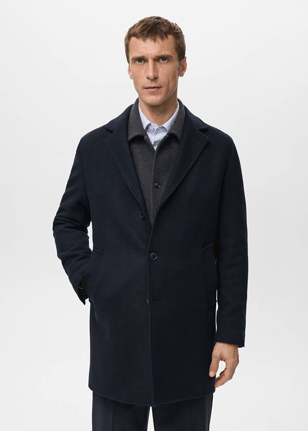 Lightweight recycled wool coat — Navy
