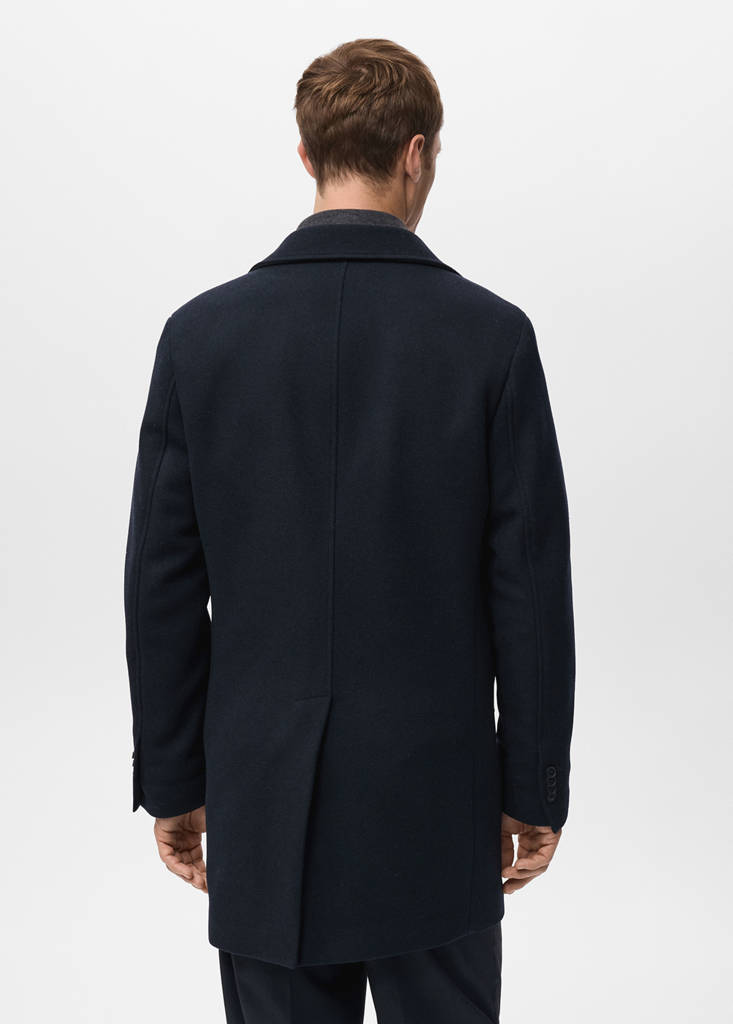 Lightweight recycled wool coat — Navy