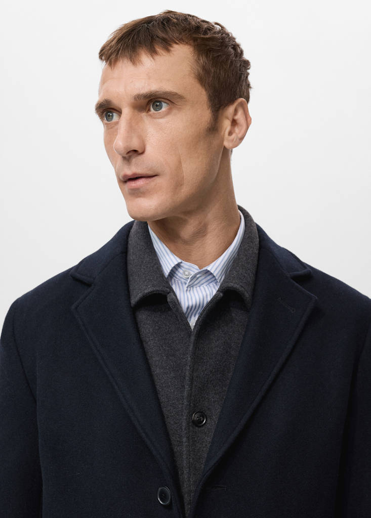 Lightweight recycled wool coat — Navy