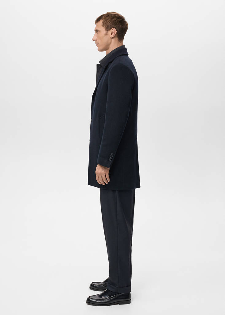 Lightweight recycled wool coat — Navy