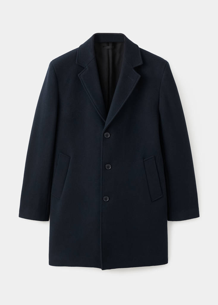 Lightweight recycled wool coat — Navy