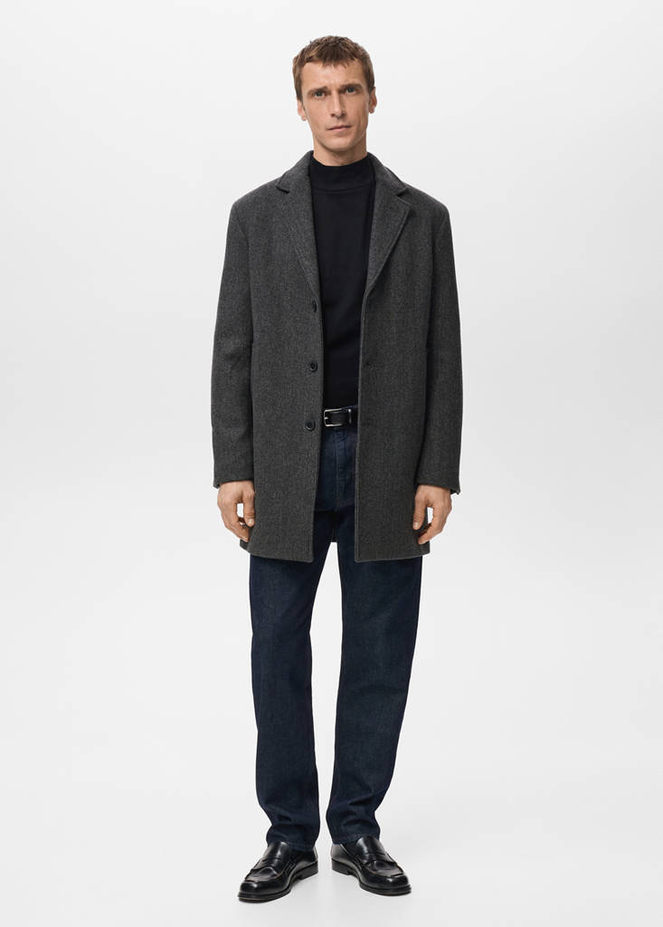 Lightweight recycled wool coat — Dark Heather Grey