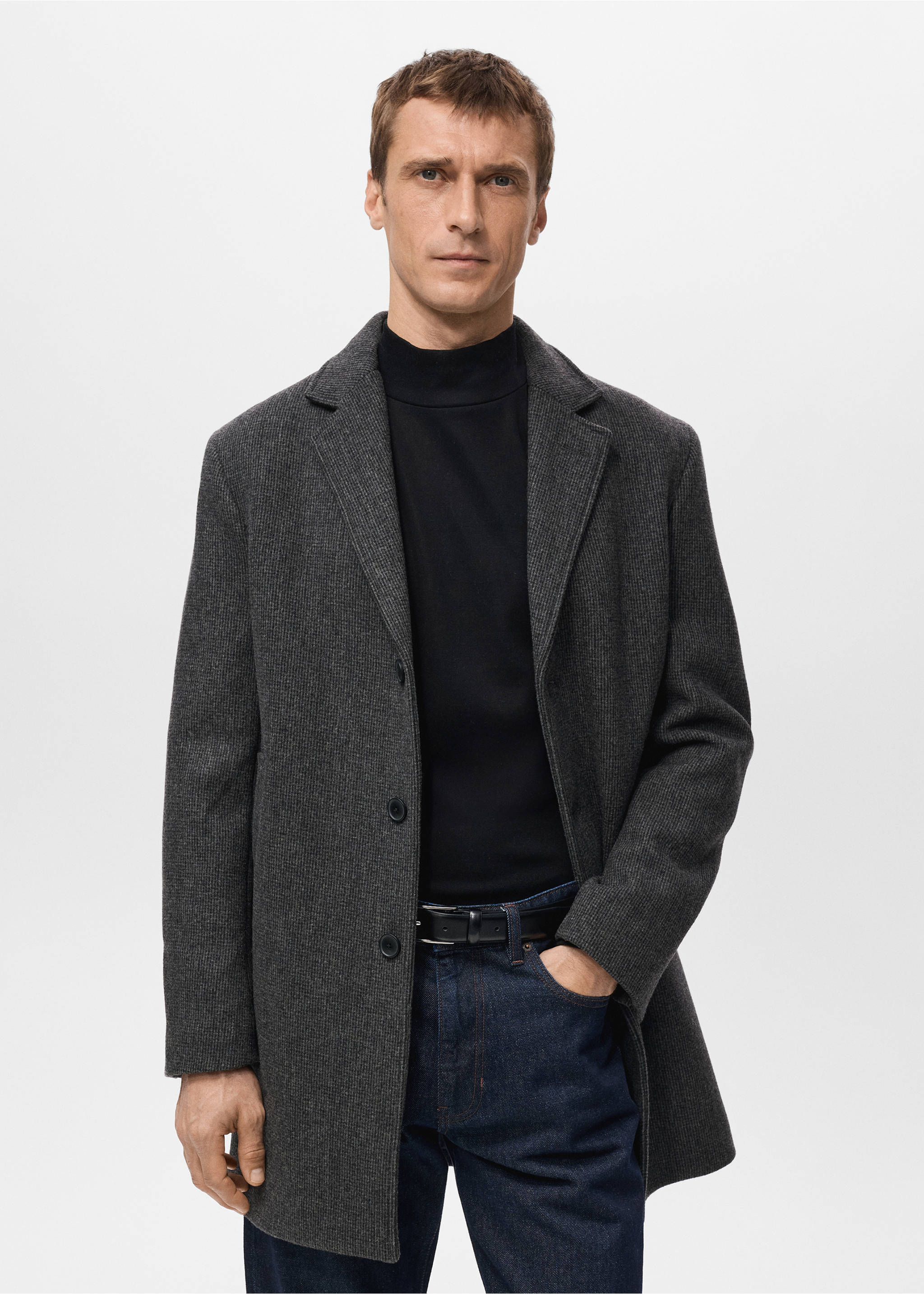 轻盈再生羊毛大衣 - null, 石楠花深灰. Ref: 27041177-00.