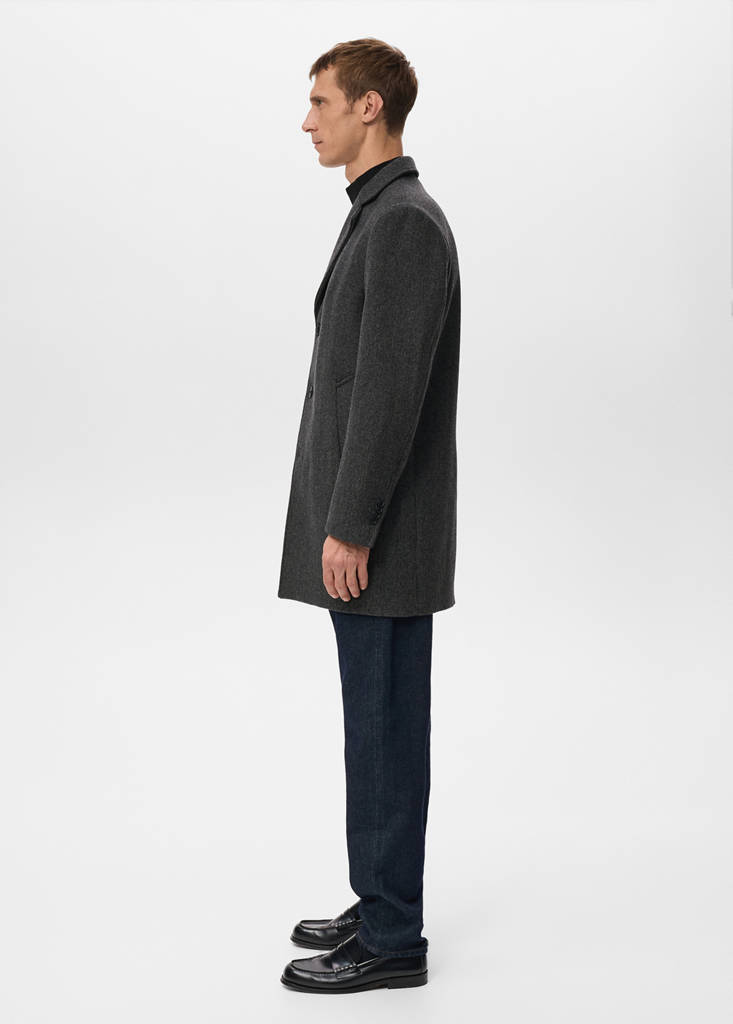 Lightweight recycled wool coat — Dark Heather Grey